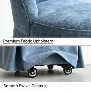 Fauteuil moderne à jupe avec roulettes pivotantes dissimulées, rembourré en velours, structure en bois, pour salon, chambre, salle à manger, bureau, hôtel, coiffeuse - Product Image 2