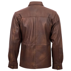 Chemises habillées pour hommes de haute qualité, couleur unie respirante, col montant en cuir, couleur et taille personnalisées, vente en gros - Product Image 2