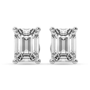 Emerald Cut Lab Grown Diamond Stud <b>Earrings</b> 1 Ct Tw F-G Color VS Clarity Four Prong 14K Gold Elegant <b>Fine</b> Jewelry For Her - Product Image 1