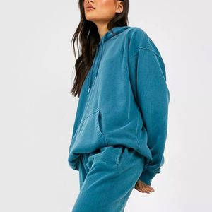 Nouvelle arrivée de survêtements pour femmes 100% coton délavés à l'acide deux pièces design vieilli confortable pour l'hiver - Product Image 6