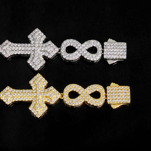 Cadena Hip Hop de Lujo con Diamantes de Imitación para Hombre, Símbolo de Infinito y Dijes de Cruz, Cadena Gruesa con Micro Pavé de Diamantes de Imitación - Product Image 5
