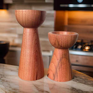 Portavelas de Madera Maciza, Soportes Rústicos para Velas de Pilar para Centro de Mesa, Decoración de Repisa de Estilo Rústico y Exhibición de Bodas - Product Image 2