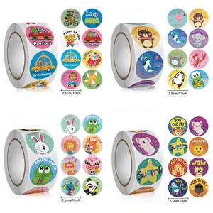 Rollo de Pegatinas Decorativas con Temática Animal, 500 Pegatinas de Dibujos Animados para Regalos Promocionales - Product Image 2