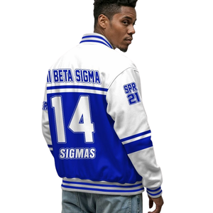 Phi Beta Sigma 1914 Greek Life Blue White Varsity Letterman Jacket Fraternity Chenille Patch College Classic Jacket - Product Image 2