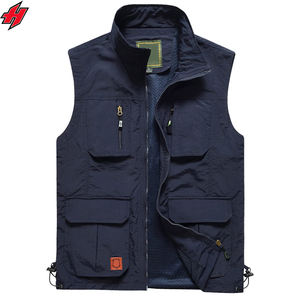 Chaleco Utilitario de Moda Personalizado, Multibolsillos, con Cremallera, de Lona, Antipilling, Sin Mangas, para Invierno, Senderismo, Pesca, para Hombre - Product Image 1