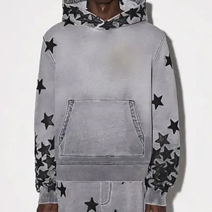 Sudadera con capucha completa de tela polar de algodón personalizada 2024, sudadera con logotipo serigrafiado para hombre, Sudadera con capucha estampada de gran tamaño para hombre - Product Image 2