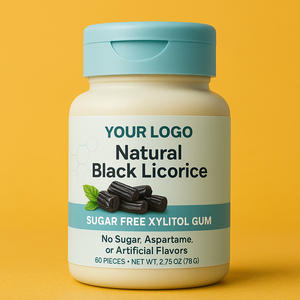 Gommes à mâcher au <span class=keywords><strong>xylitol</strong></span> sans sucre à la réglisse noire naturelle, favorisent la digestion, usage adulte, marque privée, 60 pièces, logo personnalisé - Product Image 1