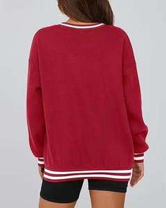 <b>Women</b> Autumn Winter <b>V</b>-<b>Neck</b> Embroidered Custom Printed Fleece Front Logo Hoodie 100% Cotton Long Sleeve Casual Lightweight Knit - Product Image 5