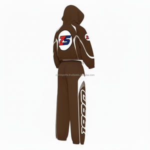 Ensemble coupe-vent en nylon 220GSM de qualité supérieure de grande taille Ensemble coupe-vent imprimé et brodé personnalisé marron avec panneaux blancs - Product Image 4