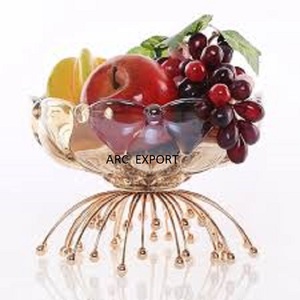 Cesta decorativa de Mesa para el hogar y la cocina de 3 niveles chapada en oro, cuenco de almacenamiento de frutas y verduras hecho a mano con estilo de Metal - Product Image 4
