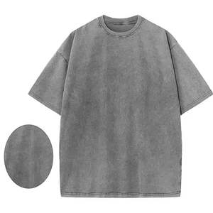 Camiseta estampada con logotipo personalizado para hombre, Camiseta de cuello redondo de gran tamaño con lavado ácido, camiseta vintage holgada de 100% algodón para hombre - Product Image 6