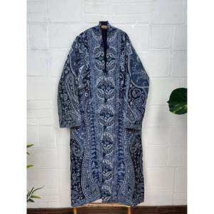 Handmade Boiled Merino Woolen Kimono Soft Paisley Floral Bathing <b>Robe</b> Jacket Drawstring Closure Free ODM Homewear Single Unit - Product Image 6