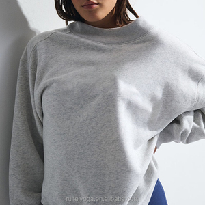 Manufacturer Wholesale Custom High Quality Varsity French Terry Fleece Cotton Blends Women Oversized Mockneckj Winter Front - Product Image 5