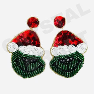 Christmas Dangle Earrings New Arrival <b>Cross</b>-Border Handmade Beads Gold Trendy Creative <b>for</b> Parties Christian Style - Product Image 2