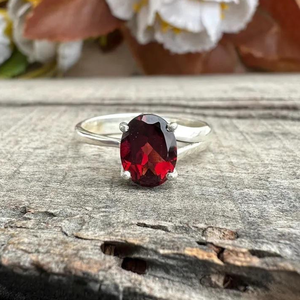 Handmade <b>Garnet</b> January Birthstone <b>Ring</b> Solid 925 Sterling Silver Statement Gemstone Jewelry for Women Gift Wholesale Price - Product Image 1