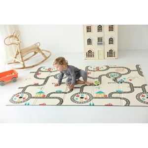 Alfombra de juego de espuma XPE plegable de doble cara de 200x130x1cm para bebés, no tóxico, resistente al agua y ligero, diseño de carreras de coches, tema de carretera - Product Image 3