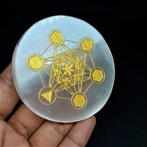 Placa de Carga de Cristal de Selenita Natural al por Mayor con Diseño Grabado de Metatrón para Suministros de Sanación Reiki de Aameena Agate - Product Image 5