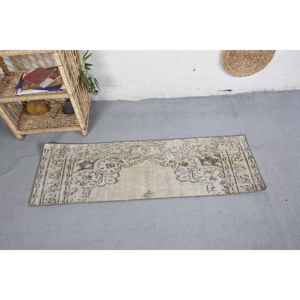 Alfombra de lana de área grande Vintage 150X470cm (6X18 pies) Diseño de retazos marrón beige Nueva forma rectangular de látex abstracto para pasillo - Product Image 3