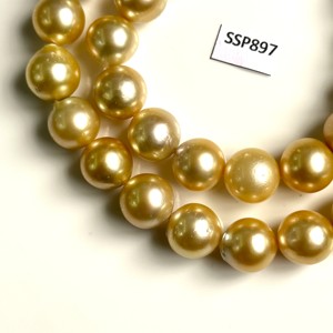 Auténticas cuentas doradas de perlas del Mar del Sur 9-11MM 16 "alto brillo Real Natural perlas del Mar del Sur redondo perfecto suministro a granel al por mayor - Product Image 3