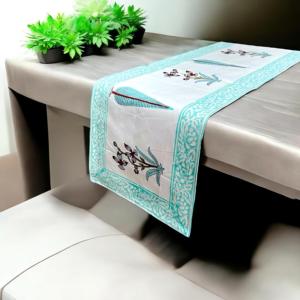 Camino de mesa de bloque de mano Clasiko flores azules tela de algodón garantía de solidez del Color bloque de mano camino de mesa de algodón impreso - Product Image 1