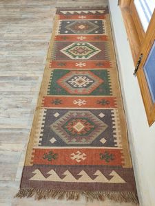 Runner Rugs Tejido a mano Kilim Yute Antideslizante Bohemio Escalera Cocina Alfombra Tradicional Geométrica Oriental Diseño Tejido Plano Técnica - Product Image 2