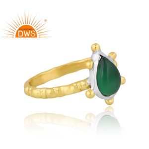 แหวนพลอยโอนิกซ์สีเขียวธรรมชาติชุบทอง18K 925ดีไซน์เป็นเอกลักษณ์เครื่องประดับสำหรับผู้หญิงของขวัญสำหรับผู้หญิง - Product Image 4