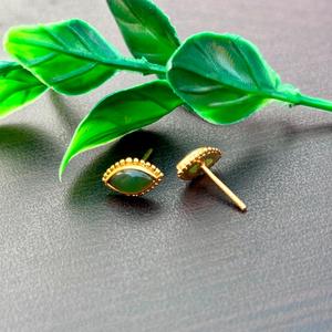 Vente en gros de boucles d'oreilles en onyx vert naturel bijoux en argent sterling 925 pour femmes bijoux de mode en laiton plaqué or - Product Image 4