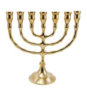 Bougeoir Menorah en aluminium pour restaurant, mariage, maison Centres de table Article décoratif Menorah couleur or - Product Image 1