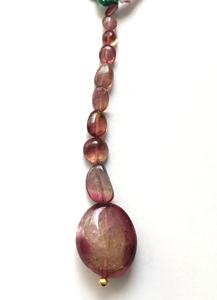 ลูกปัดทัวร์มาลีนสีชมพูธรรมชาติ ขัดเรียบ 1 เส้น สำหรับทำเครื่องประดับอัญมณี - Product Image 6