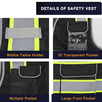Gilet de sécurité haute visibilité pour hommes femmes 9 poches fermeture éclair avant maille réfléchissante coton résistance à l'abrasion vêtements de travail