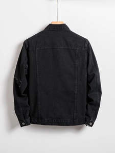 Chaqueta Vaquera para Hombre, Estilo Vintage Ligero de Invierno, Ropa Urbana Personalizada, Alta Calidad, Transpirable, con Logotipo Frontal y Patrón de Letras - Product Image 6