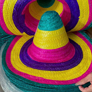 Sombrero Vaquero de Paja de Ala Ancha 54-56cm, Rayado, Unisex, Ajustable, Personalizable, Informal, para Fiesta, Playa, Vacaciones - Product Image 1