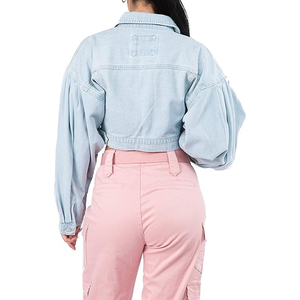 Chaqueta Vaquera Elástica con Botones para Mujer, Fabricantes OEM, Alta Calidad, Estilo Casual Desgastado, Chaqueta Corta de Mezclilla para Mujer 2026 - Product Image 5