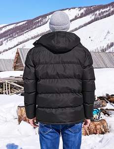 Chaqueta de bombardero de invierno con capucha y cuello levantado para hombre de alta calidad, abrigo de burbujas cálido de lana, cierre de cremallera ODM High Street - Product Image 4