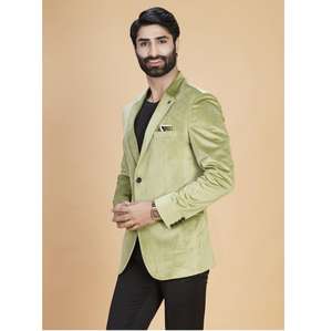 Abrigo de Invierno de Terciopelo Verde Mar de Alta Calidad, Elegante Abrigo para Hombre, Perfecto para Fiestas y Bodas, Disponible a Precio Directo de Fábrica - Product Image 1