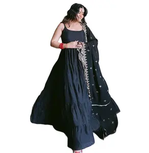 Nouvelle robe de soirée en Georgette lourde avec robe Flair à volants avec Dupatta ensemble pour femmes robe Bollywood prix de gros