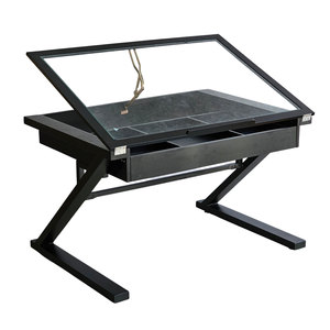 DraftingDesk DD68007 Contemporary Architectural <b>Drawing</b> Desk with Metal Stand and Glass Top for <b>Office</b> Study or Bedroom Use - Product Image 1