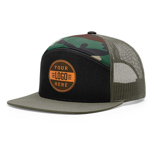 2025 vente en gros personnalisé maille Patch Logo 7 panneau noir camouflage Hip Hop plage cyclisme Snapback camionneur chapeaux pour adultes avec Logo personnalisé - Product Image 4