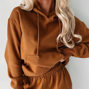 Sweat-shirt à capuche court pour femme en molleton doux, pull en coton élégant, confortable, tendance, chaud, léger, décontracté, streetwear d'hiver, devant - Product Image 3