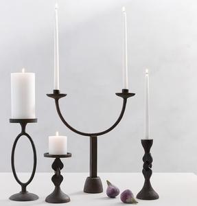 Juego de portavelas decorativo de hierro pequeño negro rústico soporte de vela de Pedestal con 5 velas para mesa - Product Image 2