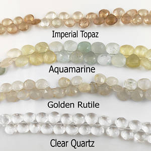 Piedras preciosas sueltas de Cuarzo rutilado dorado, cuentas en forma de corazón de corte facetado, hebras de cuentas de piedra de 8 pulgadas de largo, proveedor mayorista - Product Image 2