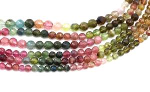 Cuentas de forma redonda facetadas de turmalina múltiple Cuentas de piedras preciosas de turmalina multicolor natural Tamaño 4MM Aproximadamente 10 pulgadas - Product Image 5