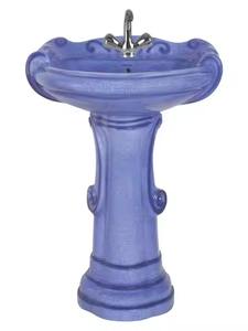 Lavabo de encimera de cerámica ovalado blanco al por mayor, lavabo pequeño de pedestal para tocador de baño, diseño elegante - Product Image 5