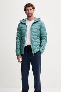 Veste matelassée ultralégère à capuche pour homme, style athlétique, couleur vert mer, rembourrage en duvet de plumes, respirante - Product Image 4