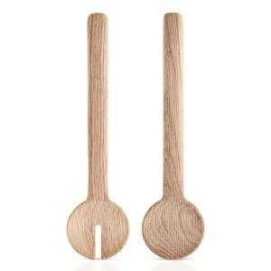 Cuchara de madera de acacia de 11 pulgadas hecha a mano y tenedor para servir, Juego de 2 servidores de ensalada, ensalada de servicio personalizada de acero inoxidable - Product Image 3