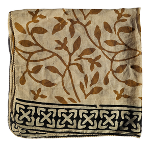 Pañuelo con estampado de bloques de algodón orgánico único-Bufanda de algodón hecha a mano - Product Image 3