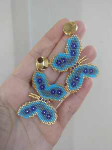 Boucles d'oreilles papillon perlé Bracelet papillon Motif papillon Boucle d'oreille et - Product Image 2