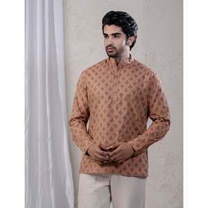 Kurta court en coton imprimé décontracté pour hommes avec manches longues - Product Image 3