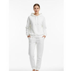 Conjunto de dos piezas de algodón con logotipo personalizado para mujer, Jersey, chándal de lana sólida, pantalones de manga larga, ropa deportiva para viajes de gimnasio - Product Image 1