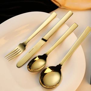 Couverts en acier inoxydable couverts de luxe dorés parfaits pour les ustensiles de cuisine, la vaisselle, la table à manger, les mariages et les événements - Product Image 4